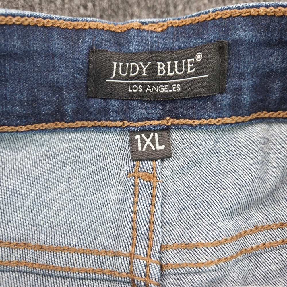 Judy Blue Distressed Denim Shorts 1XL Dark Wash Raw Hem Grunge Y2K - Picture 6 of 11
